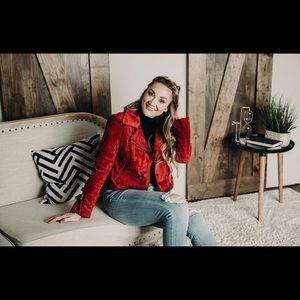 OLIVACEOUS faux suede moto jacket - Lauriebelles